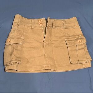 Tan Cargo Mini Skirt